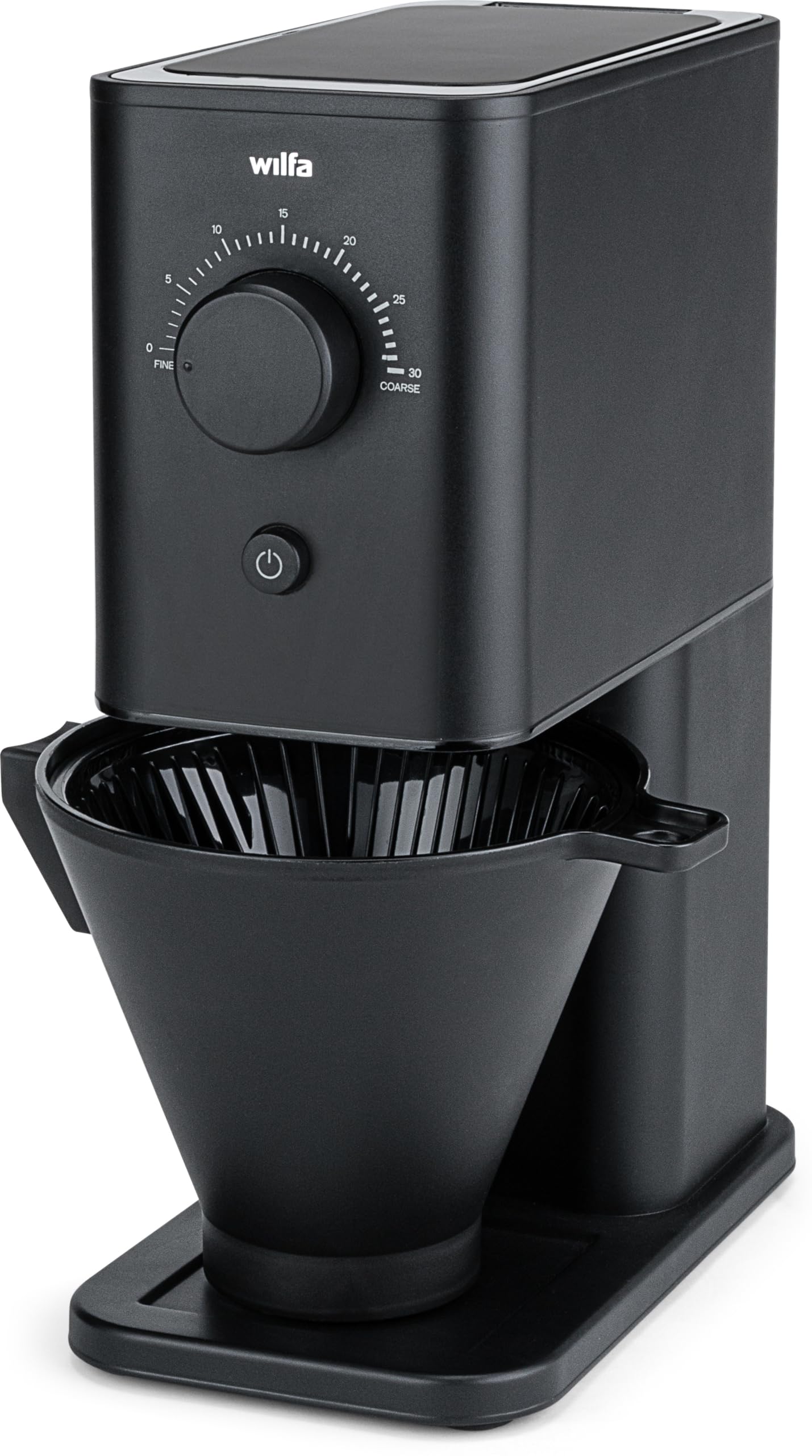 Wilfa Zense Alux Kaffeemühle elektrisch I 30 Mahlgrade für Espresso, Filterkaffee & French Press I 40 mm Edelstahl-Flachmahlwerk I Direkt in den Siebträger mahlen I Antistatik-System IAluminiumgehäuse