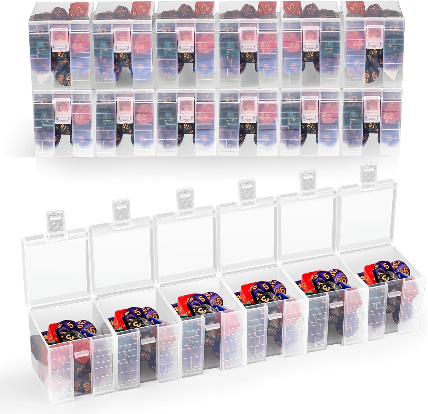 Bead Organizer with 5 Organizers 30 Locking Compartments, Clear Board Game Token Organizer for DND Dice, Beads, Buttons, Pins, Jewelry and Craft Supplies, Durable Clear Lid(Black)