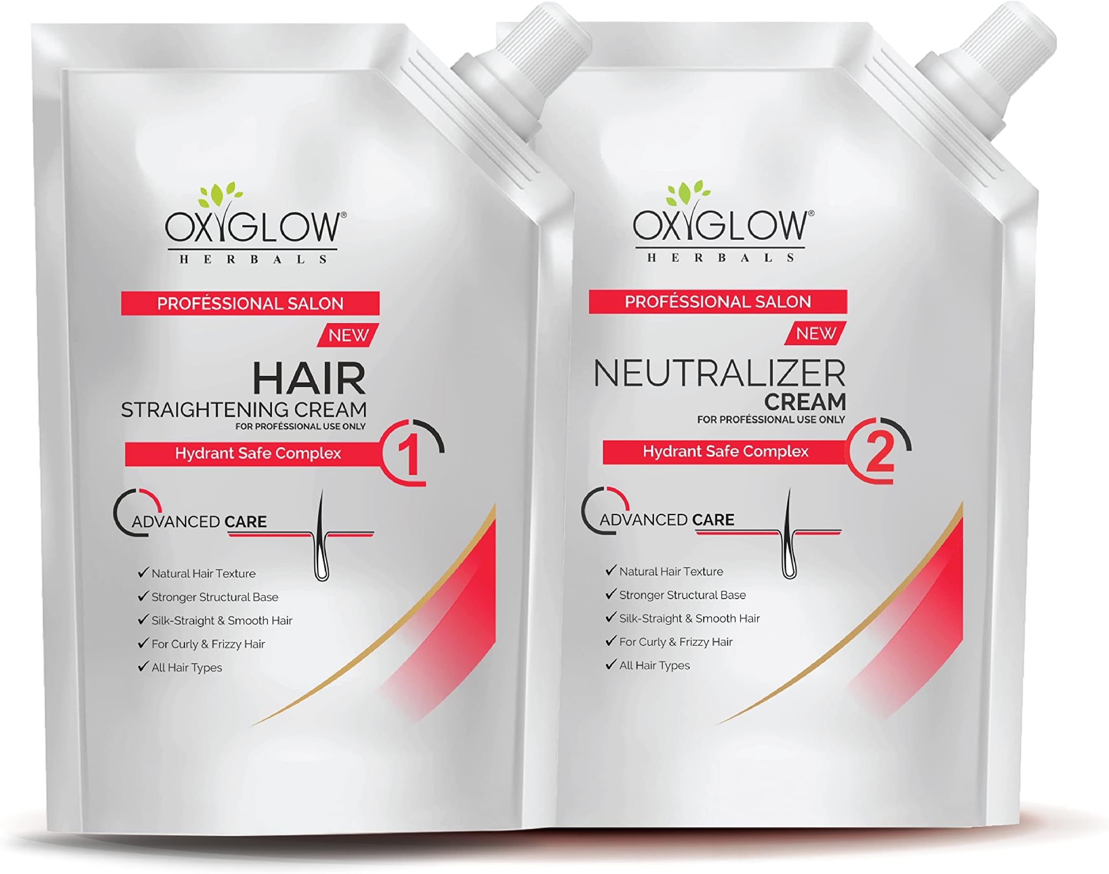 OxyGlow Hair Straightening Cream | Professional Smoothening & Frizz Control | Keratin-Infused | Deep Nourishment & Shine | Long-Lasting Straight Hair | Moisturizing & Damage Repair | Salon-Quality Hair Care | 500g + 500g