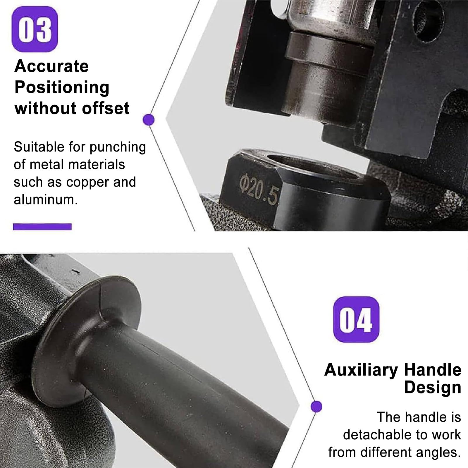 Punzonadora hidráulica de Acero en ángulo, Perforadora eléctrica de Metal de 6,5 mm a 20,5 mm, para Placa de Aluminio y Acero en U (220V)