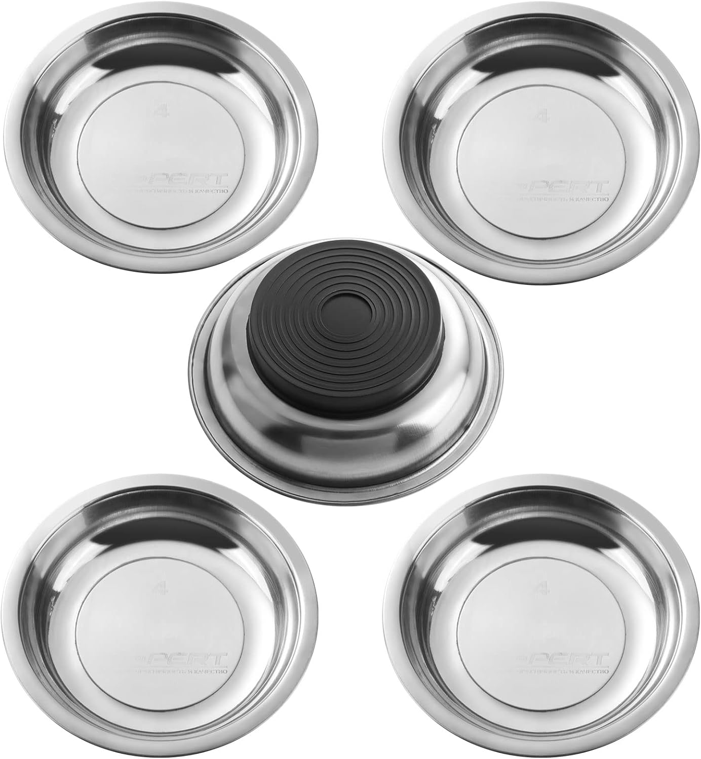 CYEAH 4 inch Magnetic Tray for Mechanic's, 5 Pcs Magnetic Parts Tray, Magnetic Bowl for Screws, Magnetic Tool Tray for Screw Socket Nuts Bolts Metal Parts & Tool Organization