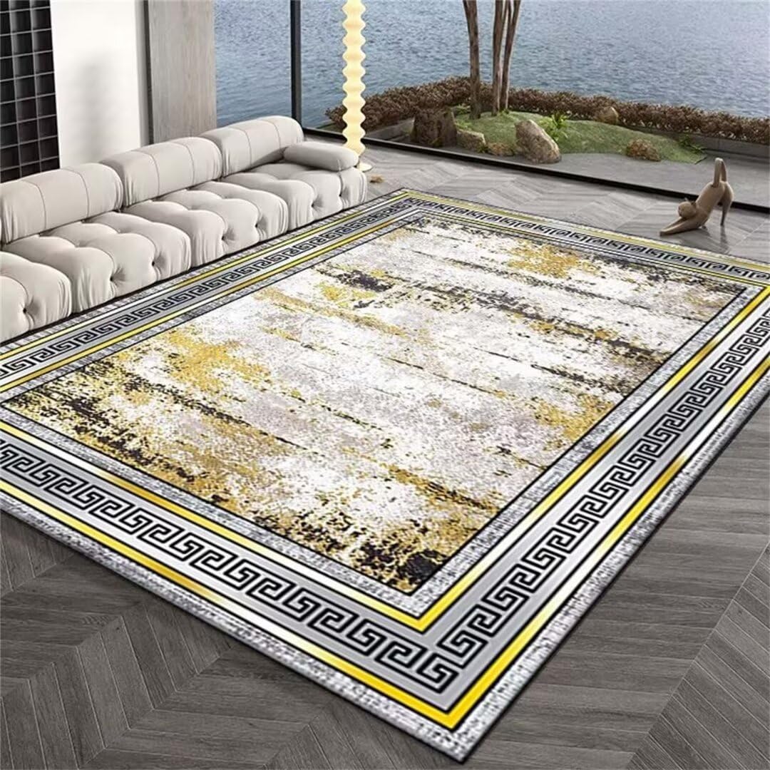 Tapis pour chien et salon doux jaune 70x140 cm, isolation phonique et confort classique