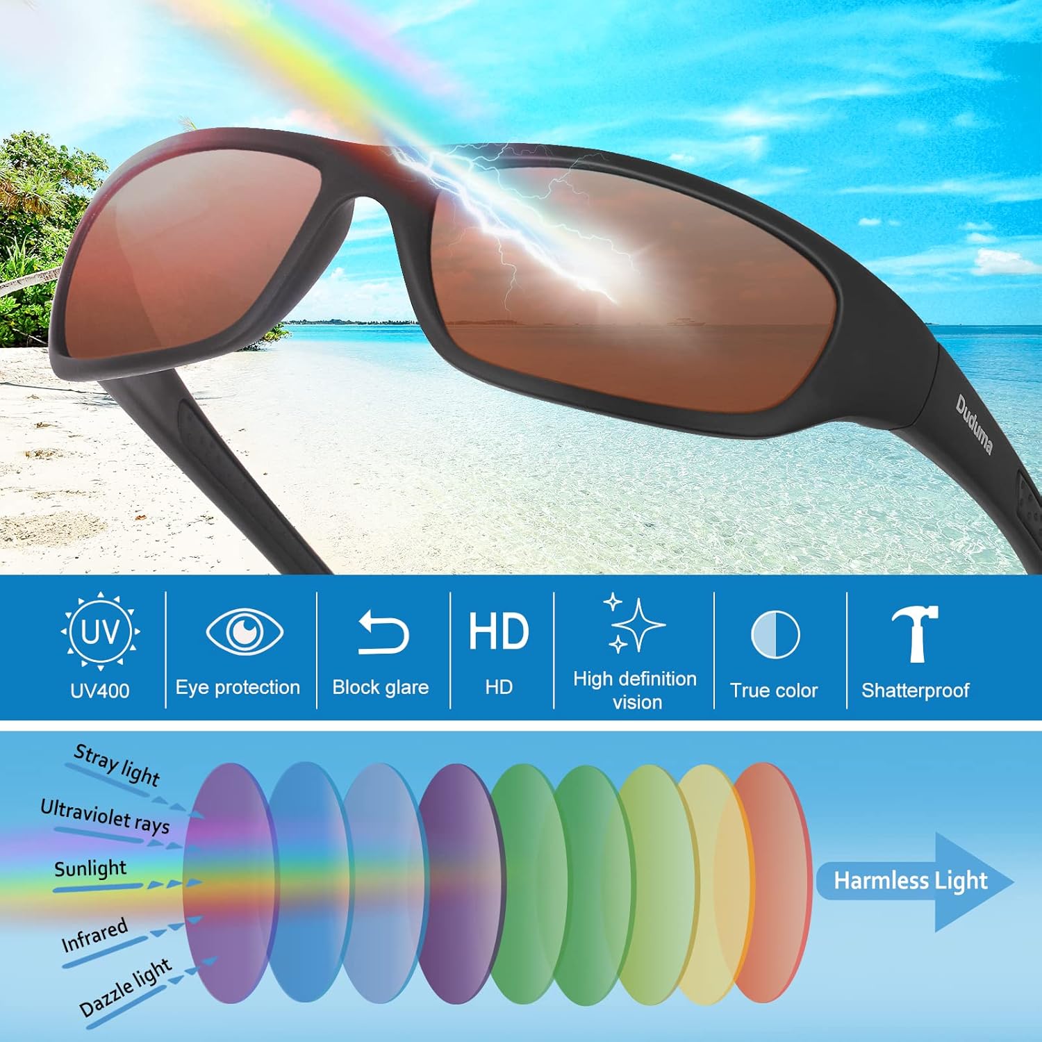 Duduma Sports Polarized Sunglasses for Men Women Baseball Cycling Golf Fishing Sun Glasses UV Blocking Tr8116 - Image 3