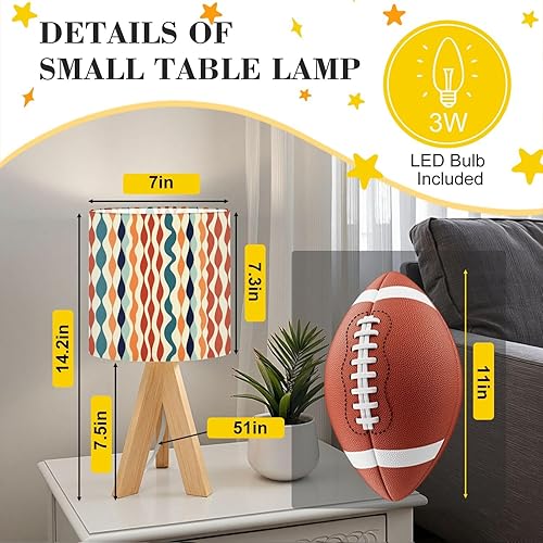 Miniatura 2 de Tripod Table Lamp Retro Checkered Peel Stick Geometric Abstract Modern 1970s Bedside Lamps Small Lamp Nightstand Lamp with Linen Lampshade Table