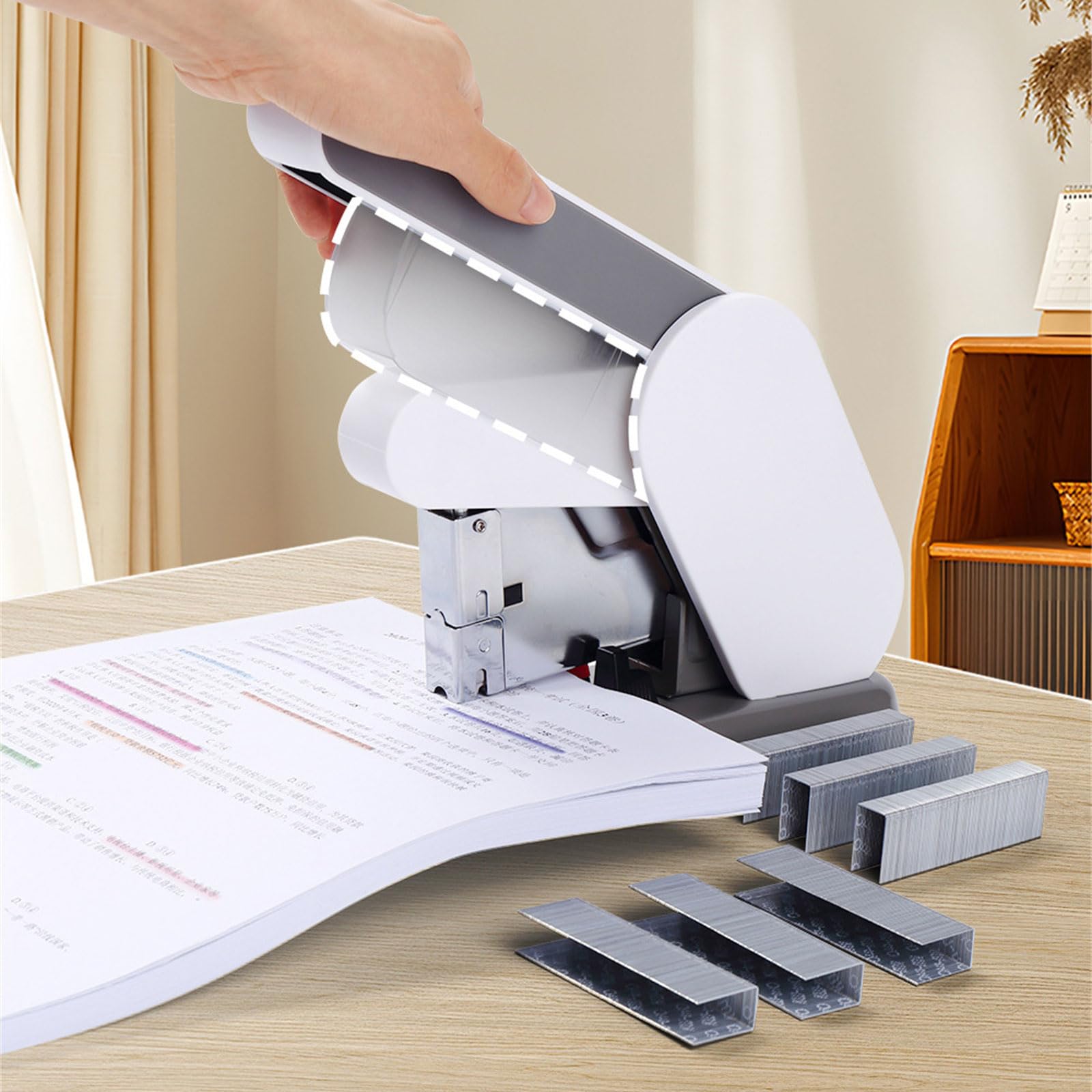 Cucitrice da ufficio resistente con levapunti Capacità 130 fogli Impugnatura ergonomica Risparmio di lavoro per la scuola Manuale Grande Cucitrice