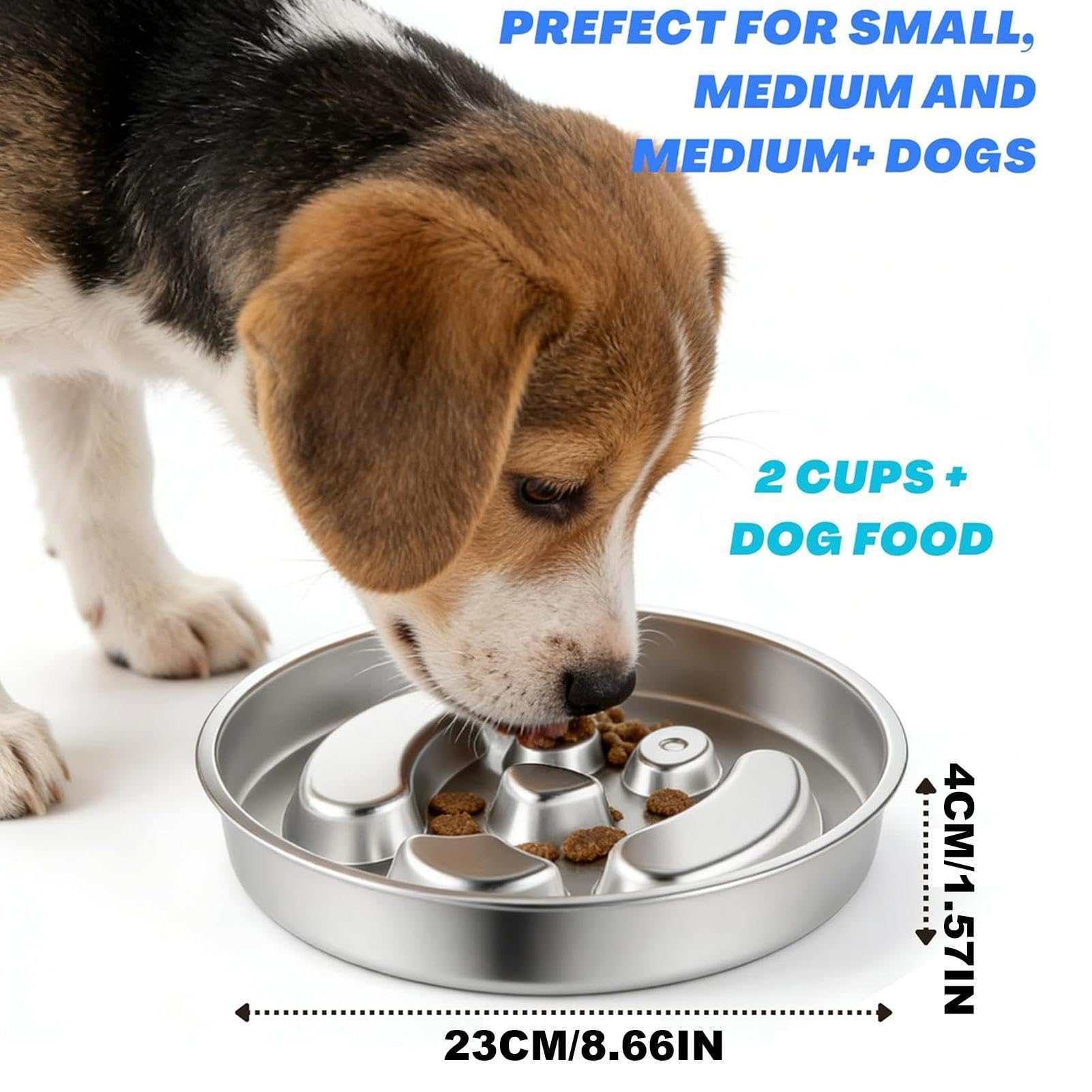 Plat à lécher interactif – Elevated Logique interne, anti-apport rapide en métal antidérapant, outil de gestion des calories en acier poli, bassin sain en | Mangeoire lente pour chiens