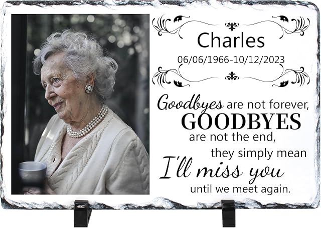 MEGAUK Personalised Rock Slate Photo Frame Photo Plaque - Still Loved Still Missed Memorial Photo Slate Funeral Gift Grave Marker Remembrance