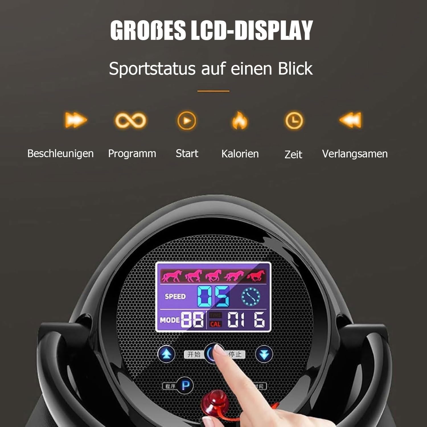 Elektrischer Reitsimulator, 3D-Bauchmuskelmaschine Mit LCD-Display, Tragkraft 150 Kg, Indoor-Reitmaschine Mit Sicherheitsschalter