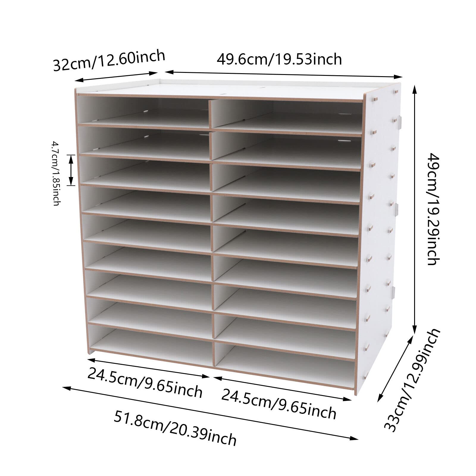 Organizador de escritorio de madera, 18 compartimentos, DIY Office, Multifuncional, para carpetas A4, revistas, papeles y cartas, madera grande, oficina, escritorio, archivador (blanco)