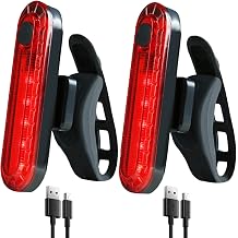 2 Pack USB Rechargeable LED Bike Tail Light Bicycle Rear Cycling Night Essential Reflector Seat Back Safety Lamp Waterproof Bright Warning Flash MTB Light for Men Women Kids