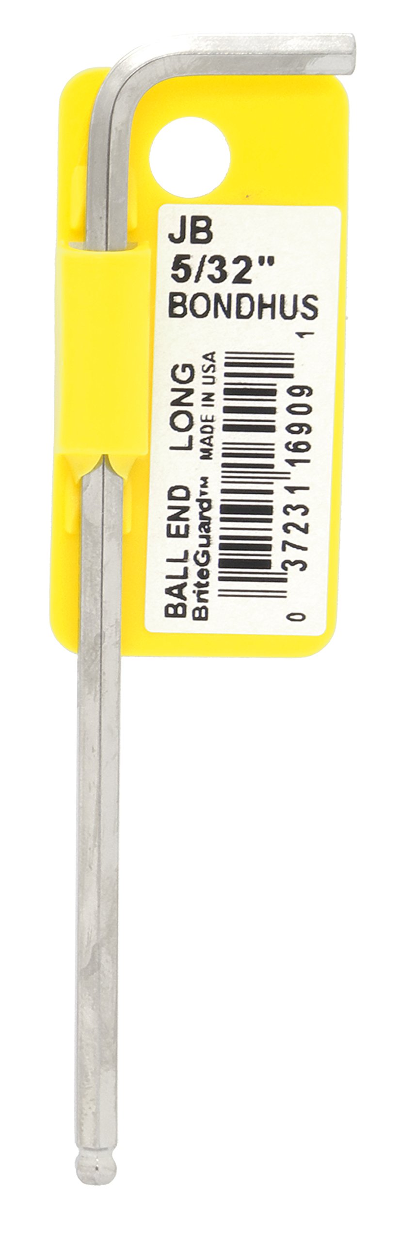 Bondhus 16909 5/32 "llave Allen de punta de extremo de bola Allen con Briteguard acabado, Tagged y barcoded, brazo largo