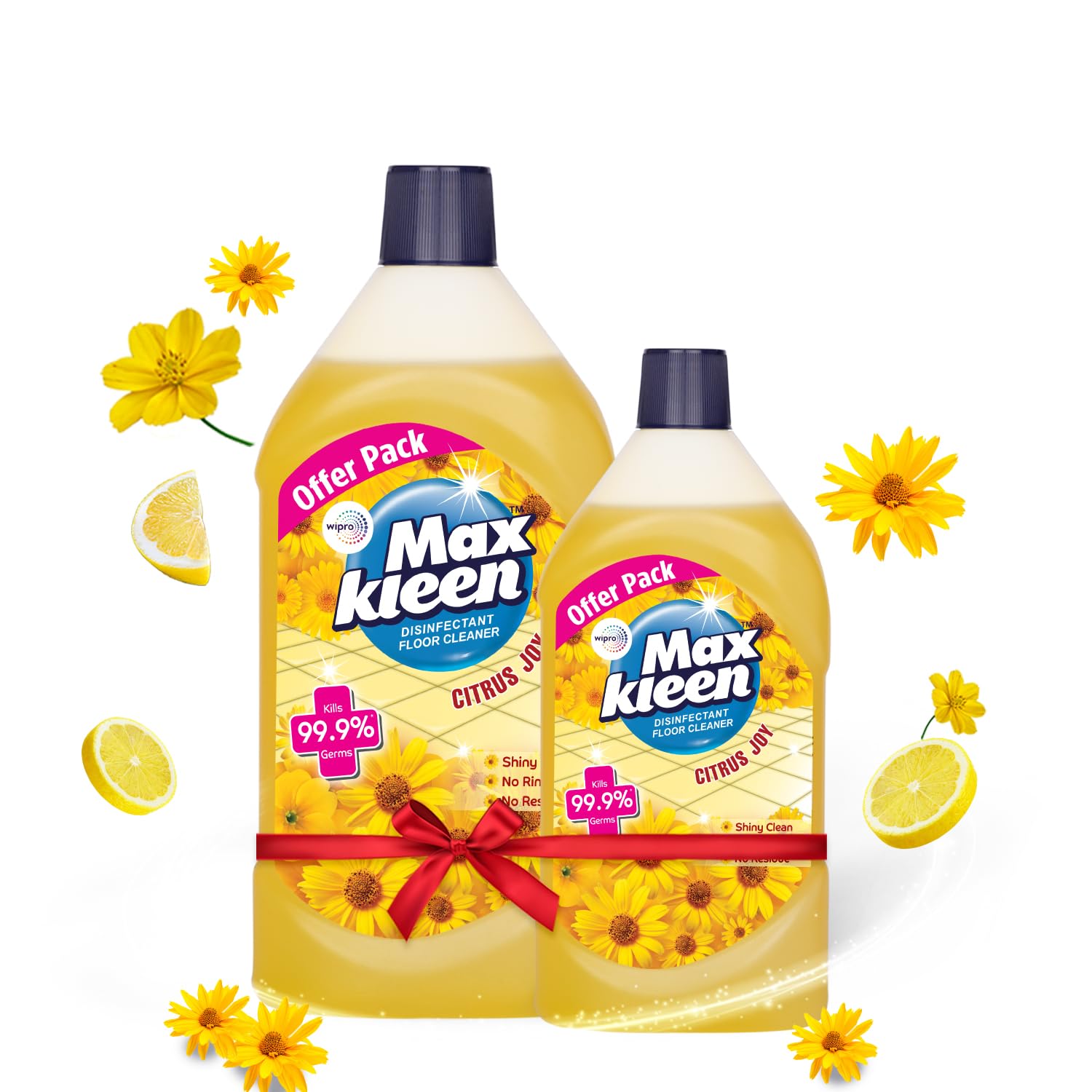 Maxkleen Wipro 975ml+500ml free- Citrus Joy, Disinfectant Surface & Floor Cleaner Liquid | Suitable For All Floor Cleaner Mops | Kills 99.9% Germs|