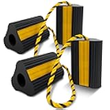 Wheel Chocks (2pair/4pack with Rope) for RV Trailer Camper Truck Car Aircraft, Versatile Heavy Duty Rubber Wheel Chocks Block with 3 Reflective Strips, Tire Wheel Immobilizers & Chocks