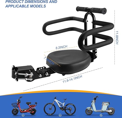 Miniatura 10 de Asiento de bicicleta para niños delantero, plegable montado en la parte delantera para bicicletas de ciudad, bicicletas híbridas de crucero, pedal,