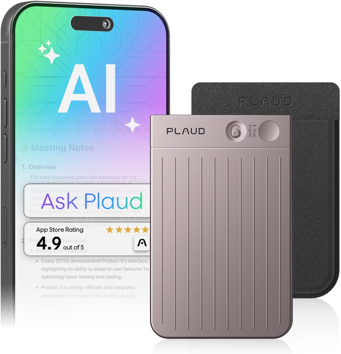 PLAUD AI Voice Recorder with Translator Starlight