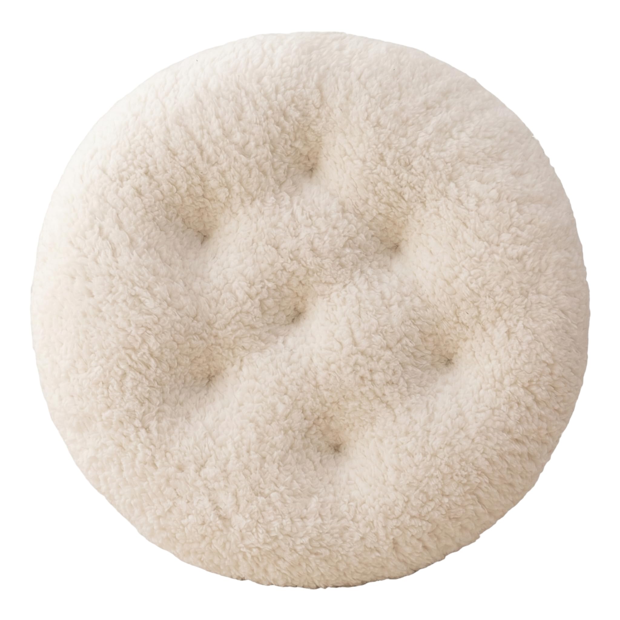 Striegro Round Cushion, 16in Plush Lamb Wool Round Seat Cushion Cozy Chair Cushions for Home Office Hotel, White.