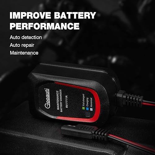 Miniatura 3 de GOOAUTI V3 - Cargador de goteo de 1A para motocicleta, cargador de batería completamente automático de 6 V para automóvil con reparación de pulso,