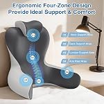 Reading Pillow for Sitting in Bed, 22”H Bed Rest Pillows with Arms, Back Pillows for Sitting Up, Ergonomic Lumbar Support Cushion for Reclining, Gaming, Work, Resting, Watching TV, (Grey&Darkgrey)