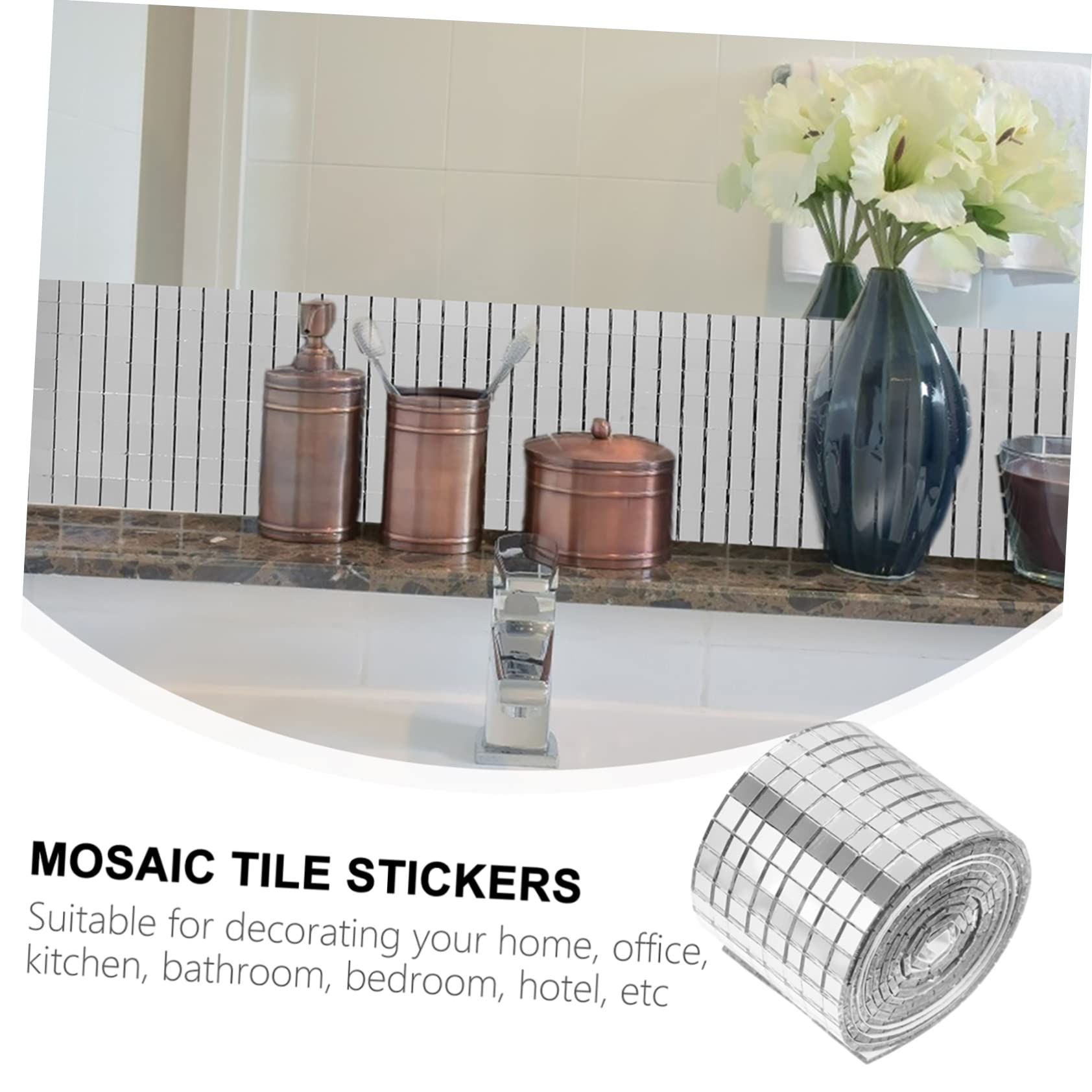 Piastrelle Mosaico Adesive Mini Quadrate in Vetro 1 Rotolo 1464 Pezzi