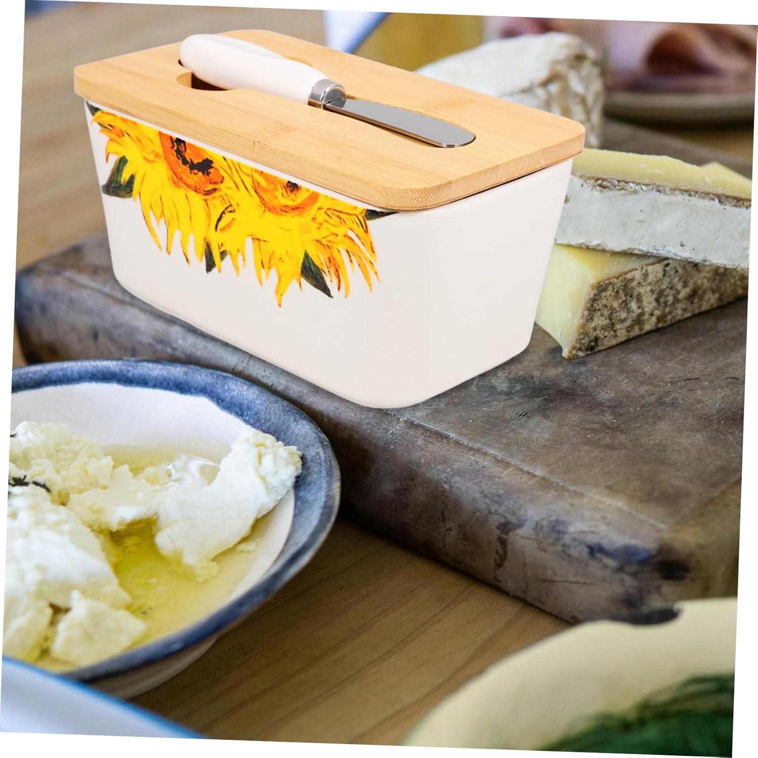 Ceramic Butter Dish with Lid and Spatula Butter Storage Box for Refrigerator