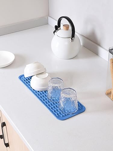 Miniatura 500 de Tapete de silicona para secado de platos para múltiples usos, fácil de limpiar, ecológico, resistente al calor, tapete de silicona para encimera