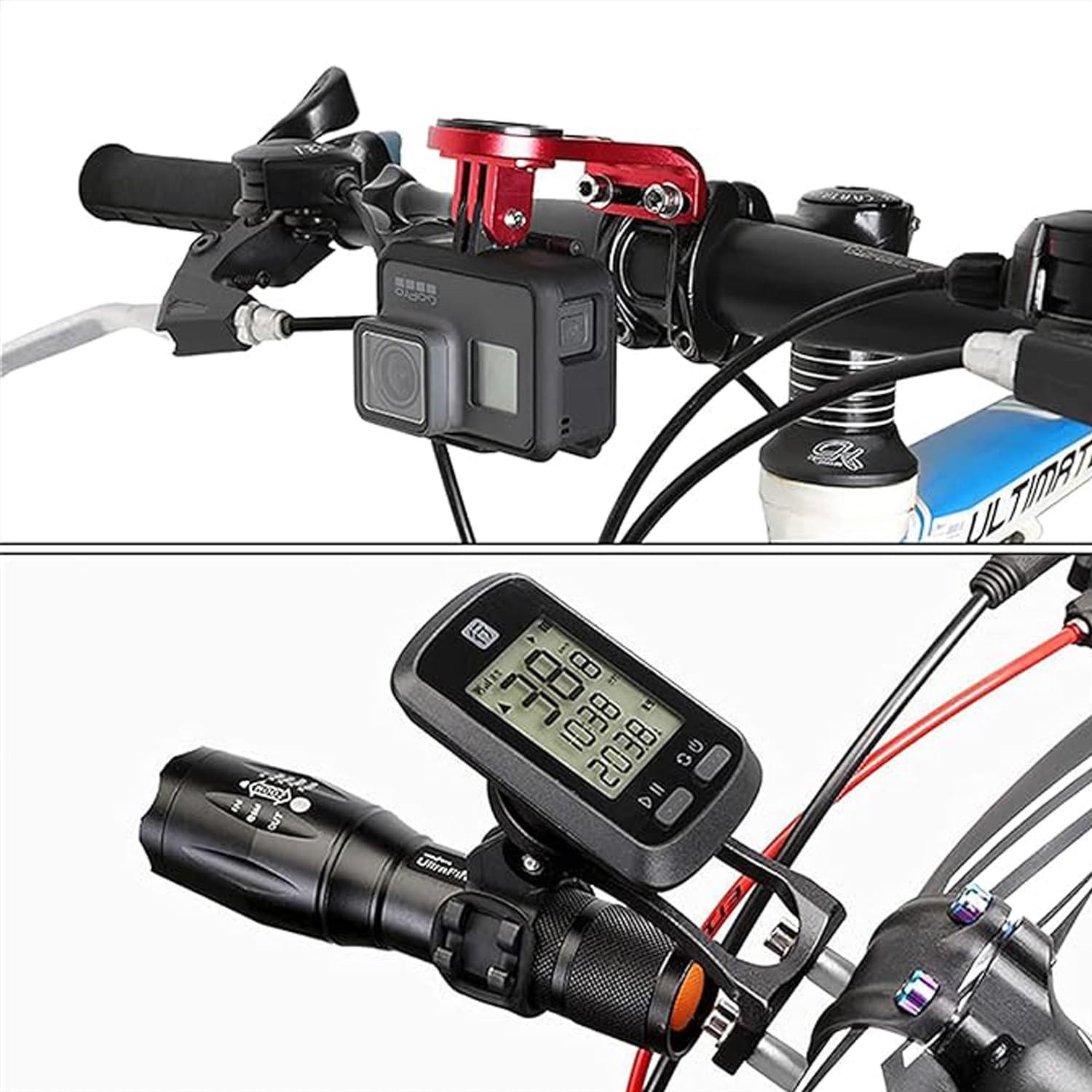JOYOLA Fahrrad Halterung, Aluminiumlegierung Verstellbare Fahrradcomputer Halterung Rennrad Fahrradhalterung Kit Kompatibel für Edge Elemnt Bryton Cateye (Schwarz)