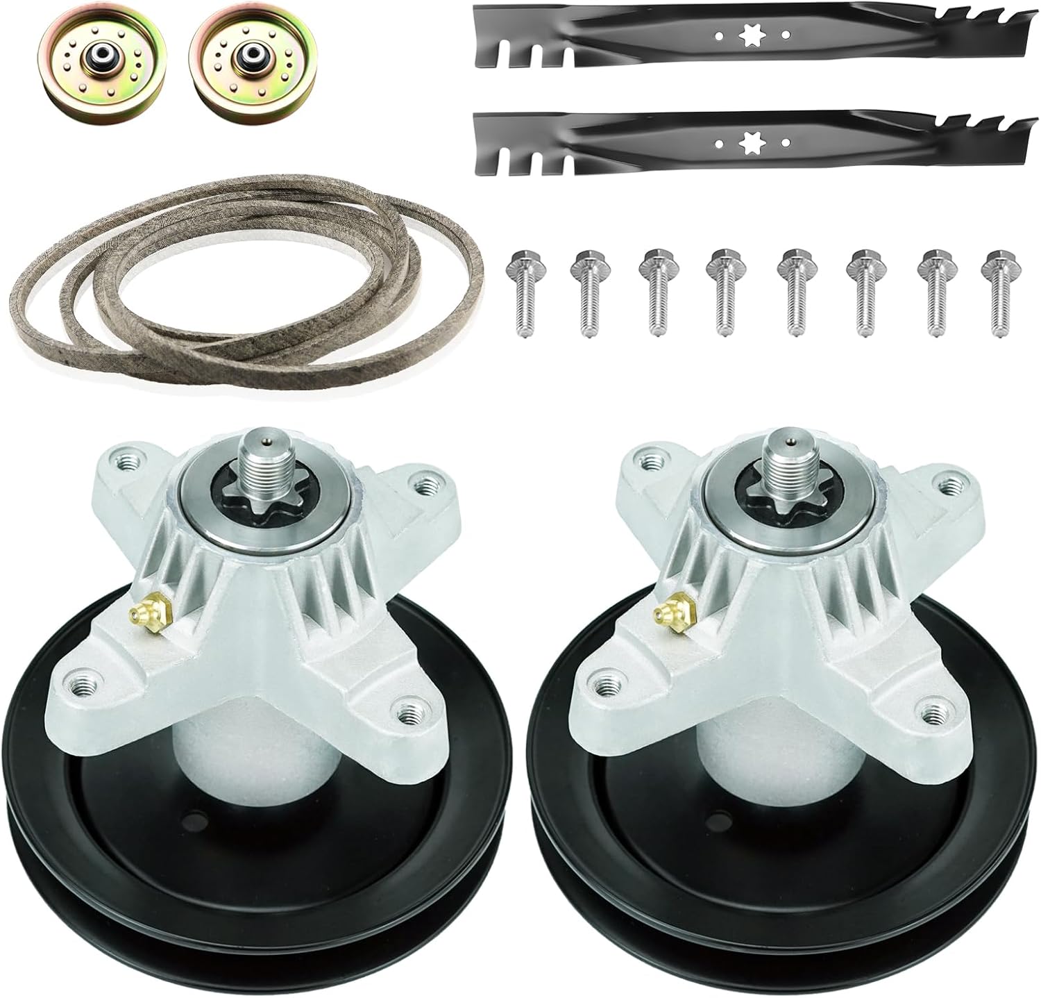 42 Inch Deck Rebuild Kit Replace for MTD/Huskee/Troy Bilt/White Outdoor LT542H 13AD771G731, with 2 Spindles 918-04456 918-04461, 2 Blades 742-0616, 2 Idlers 753-08171, 1 Belt 754-04060 with 96 Inch