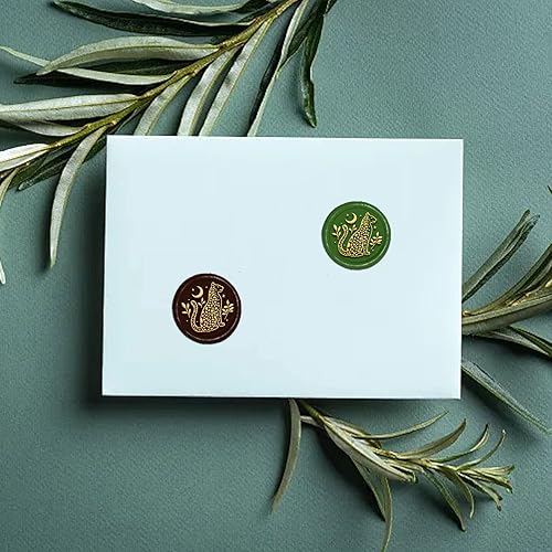 Miniatura 3 de CRASPIRE Sello de cera de leopardo, hojas de animales, luna, sello de cobre, cabeza de sello de latón extraíble retro con mango de madera para