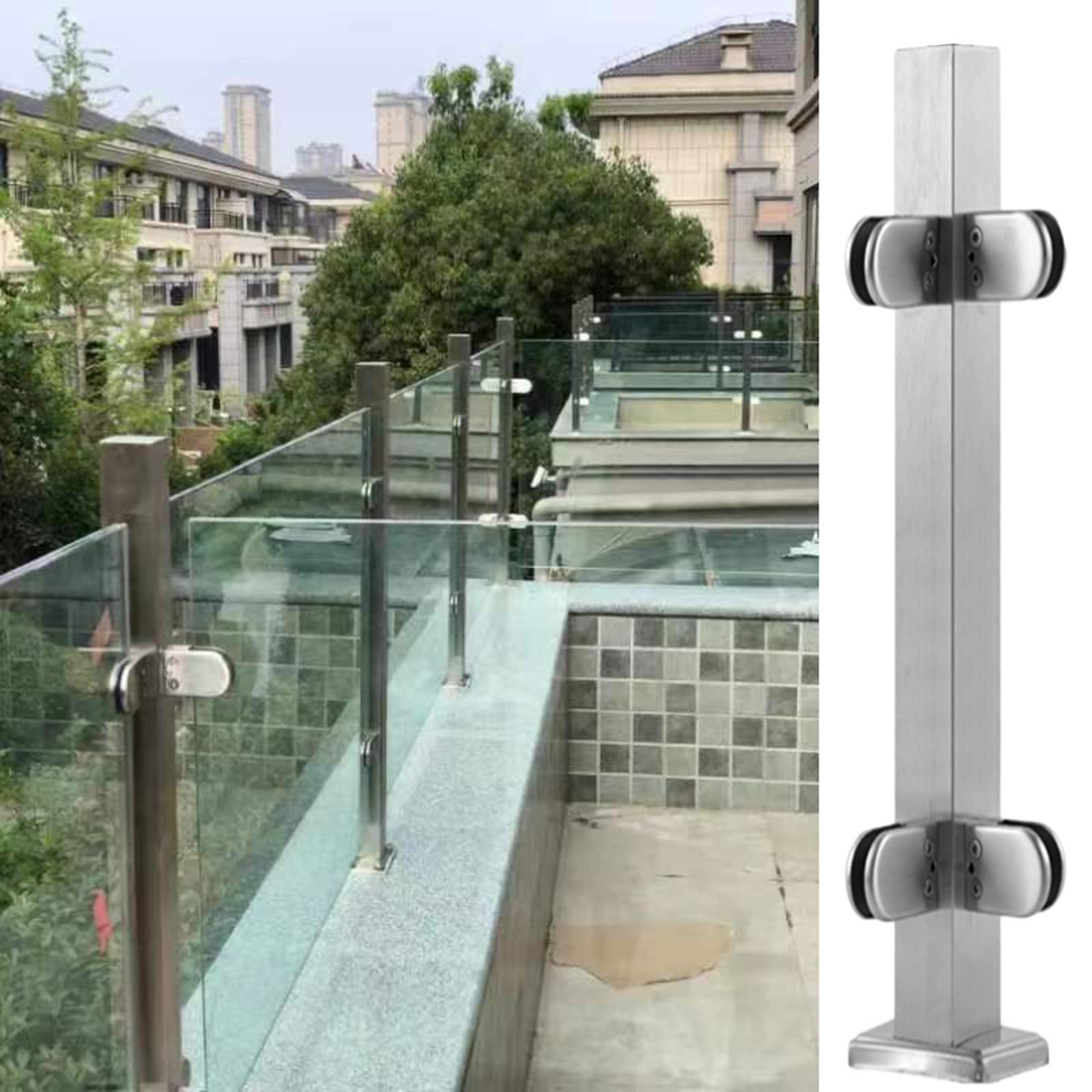 Genérico Barandilla de Vidrio de Acero Inoxidable 304 de Alta Resistencia para terrazas, escaleras y Balcones - Sistema de balaustrada Moderno, 130 cm de Altura, Acabado Zafiro, solución de Seguridad