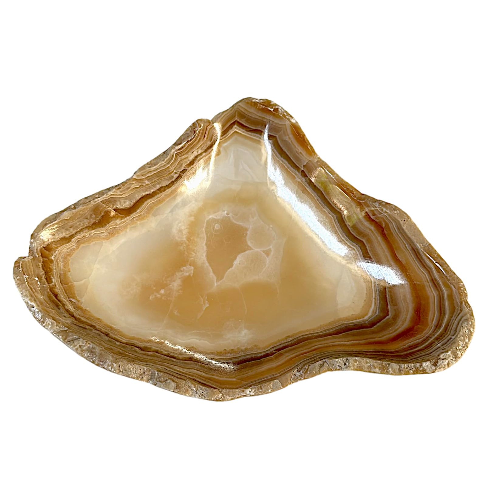Centrotavola in Onice Scultura Naturale Ciotola Vassoio Decorativo Home Decor Italian Design L 27cm