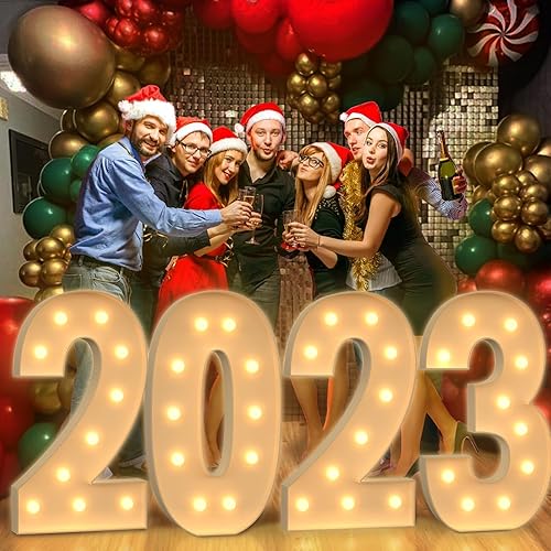 Miniatura 279 de Números iluminados grandes de 4 pies, números de marquesina 2 para decoraciones de cumpleaños de 21 para niños y niñas, números gigantes iluminados