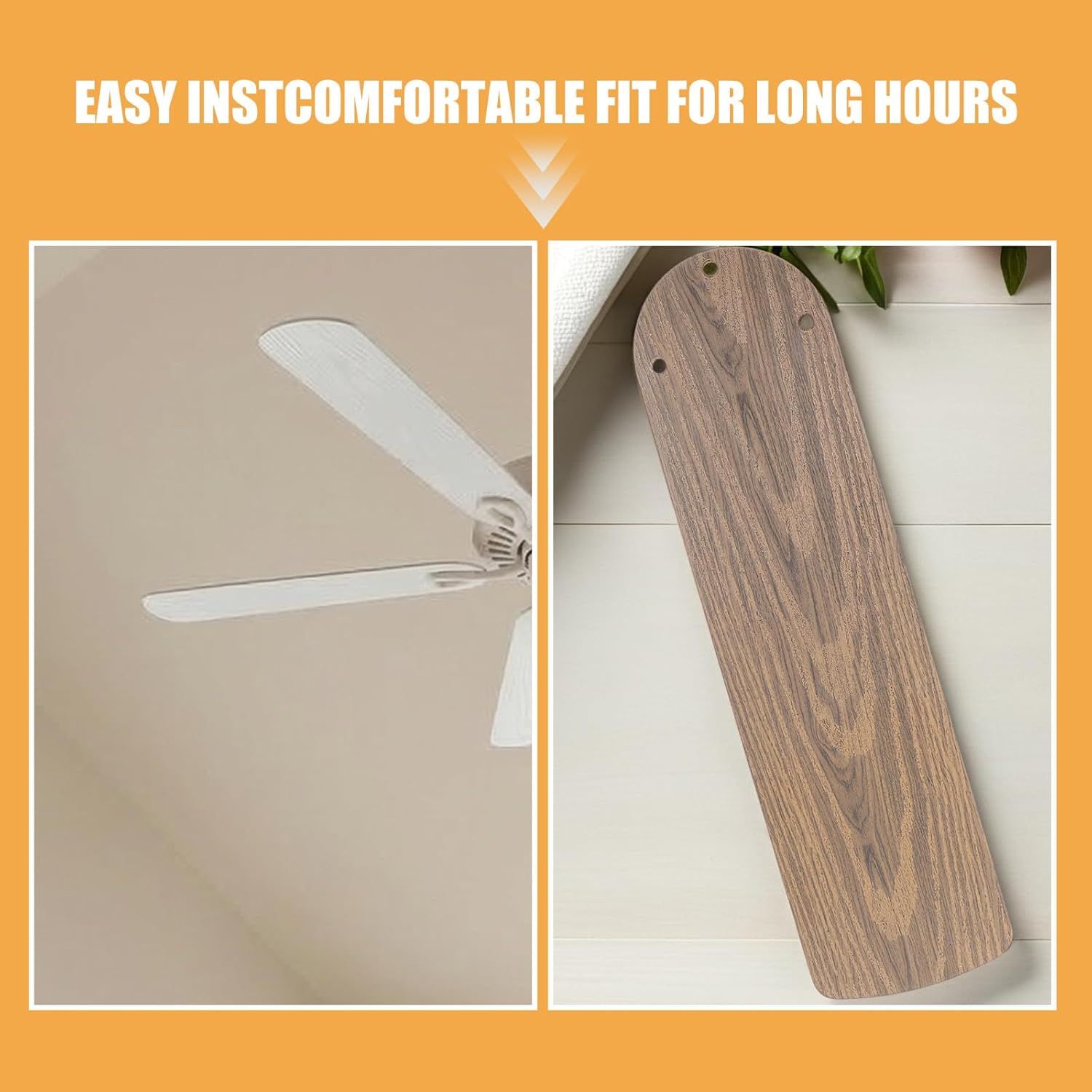 5pcs Replacement Ceiling Fan Blade 20.7in Lengh - Simulation Wood Grain Plastic Blades - Indoor Electric Fans Repair Accessories Assorted Color