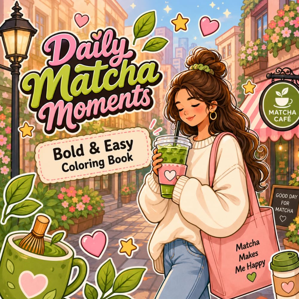 Daily Matcha Moments: Bold And Easy Coloring Book (Soft Life Coloring Series)