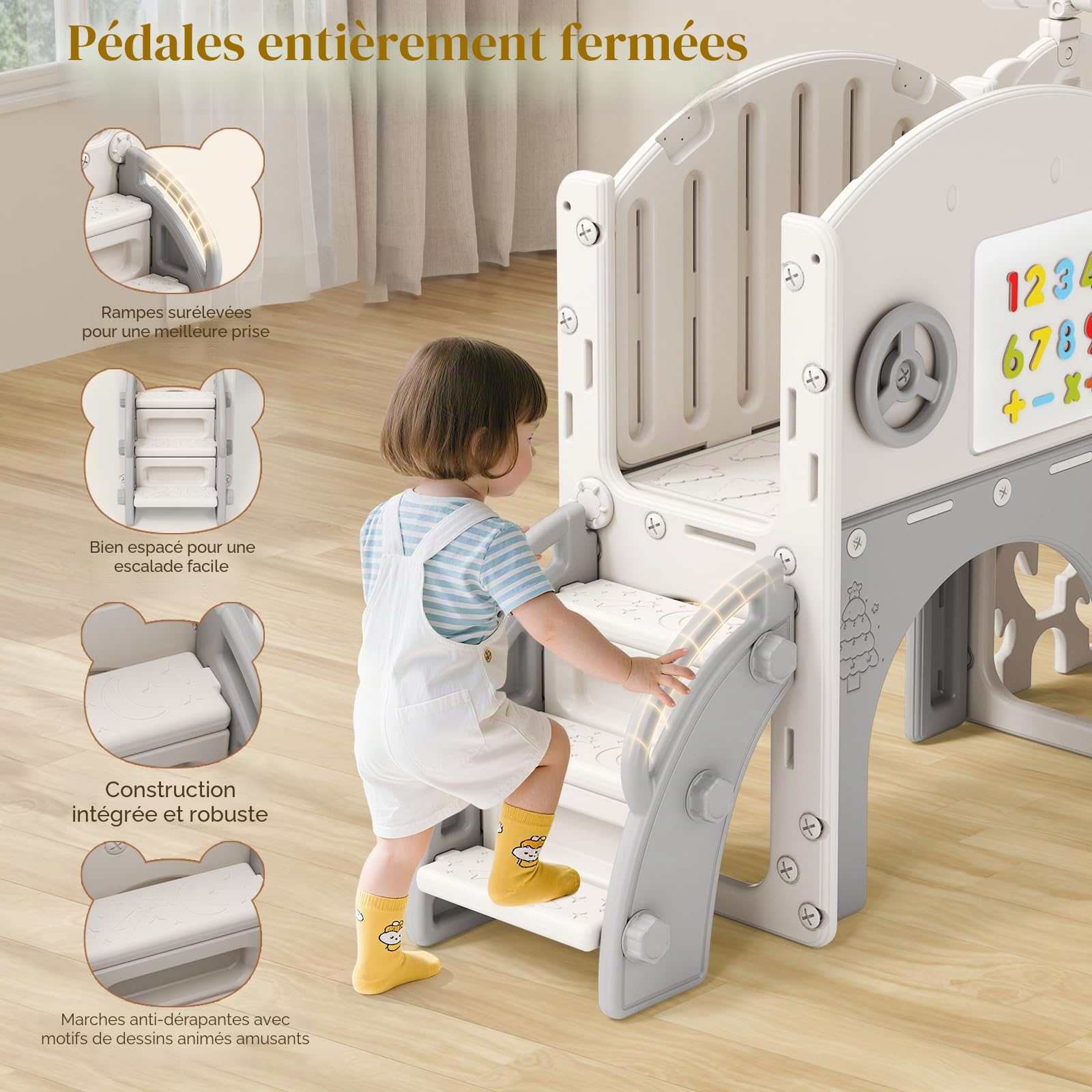 Toboggan pour Tout,Toboggan 10 en 1 pour Enfants avec Structure d'escalade,Golf,Panier de Basket et Tunnel,Ensemble de Toboggan en Plastique pour l'intérieur,Jouet Montessori pour l'aire de Jeux