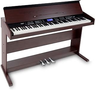 FunKey DP-88 II Digitalpiano (88 anschlagsdynamische Keyboard-Tasten, 128-fach polyphon, 360 Sounds, 160 Styles, MP3-Player, Lernfunktion, Record- & Playback-Funktion, 3 Pedale) braun