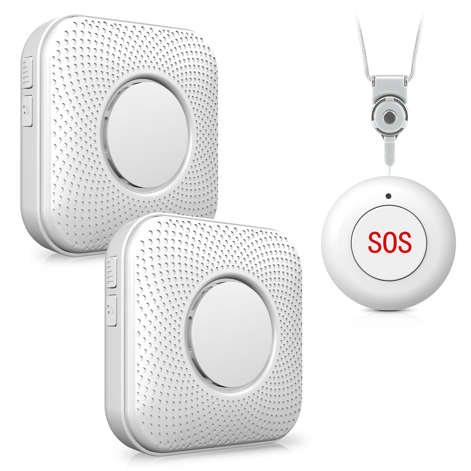 Clouree Mini Wireless Alarm Siren, Sound Light Indoor Flash Horn with High Decibel Value, Home Security System, Burglar Deterrent, Personal Protection and 1 Pack SOS Sensors (3 x Alarm Kit)