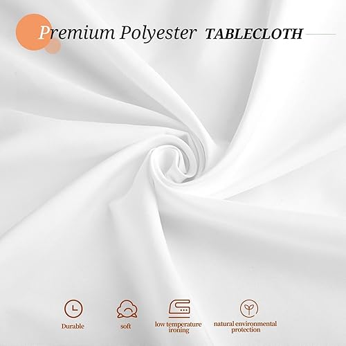 Miniatura 5 de MTREO Paquete de 12 manteles redondos de poliéster de 90 pulgadas, color blanco, resistentes a las arrugas, lavables, manteles decorativos para