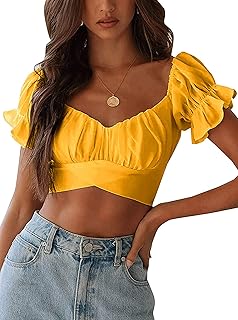 yellow one shoulder top