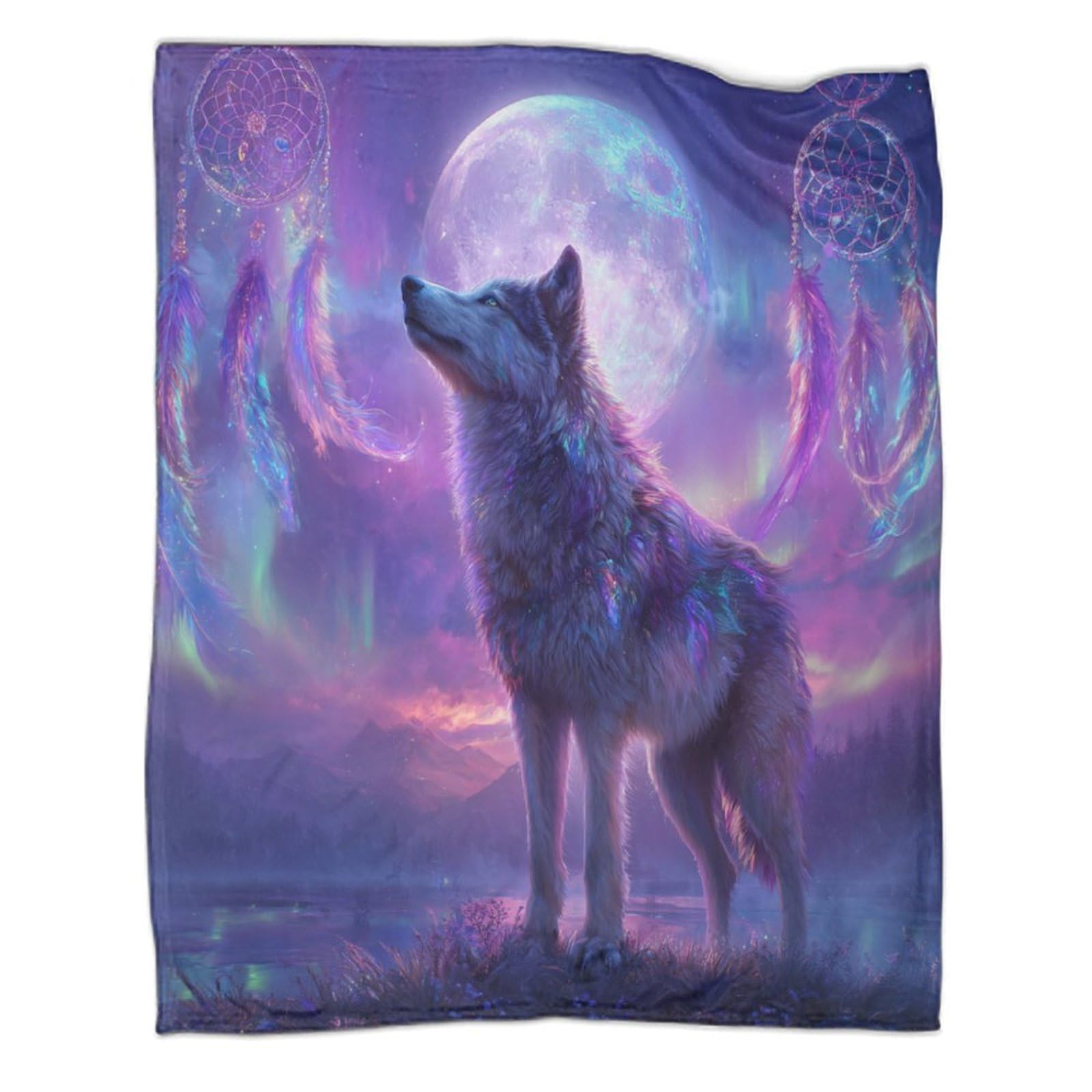 kaiyun Wolves, Starry Sky, Dreamcatcher Bedding Blanket Printed Fluffy Soft Comfortable Suitable for Sofa Bed 50x60inch(127x152cm)