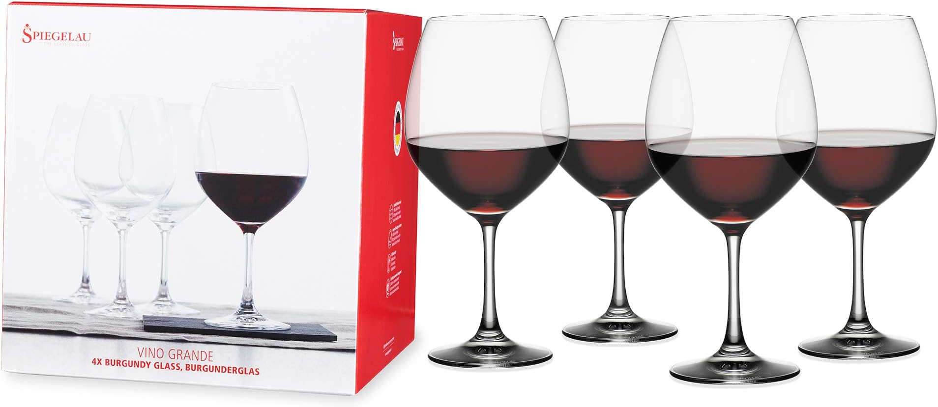 SpiegelauVino Grande Burgundy Wine Glasses (Set of 4), 25 oz, Clear