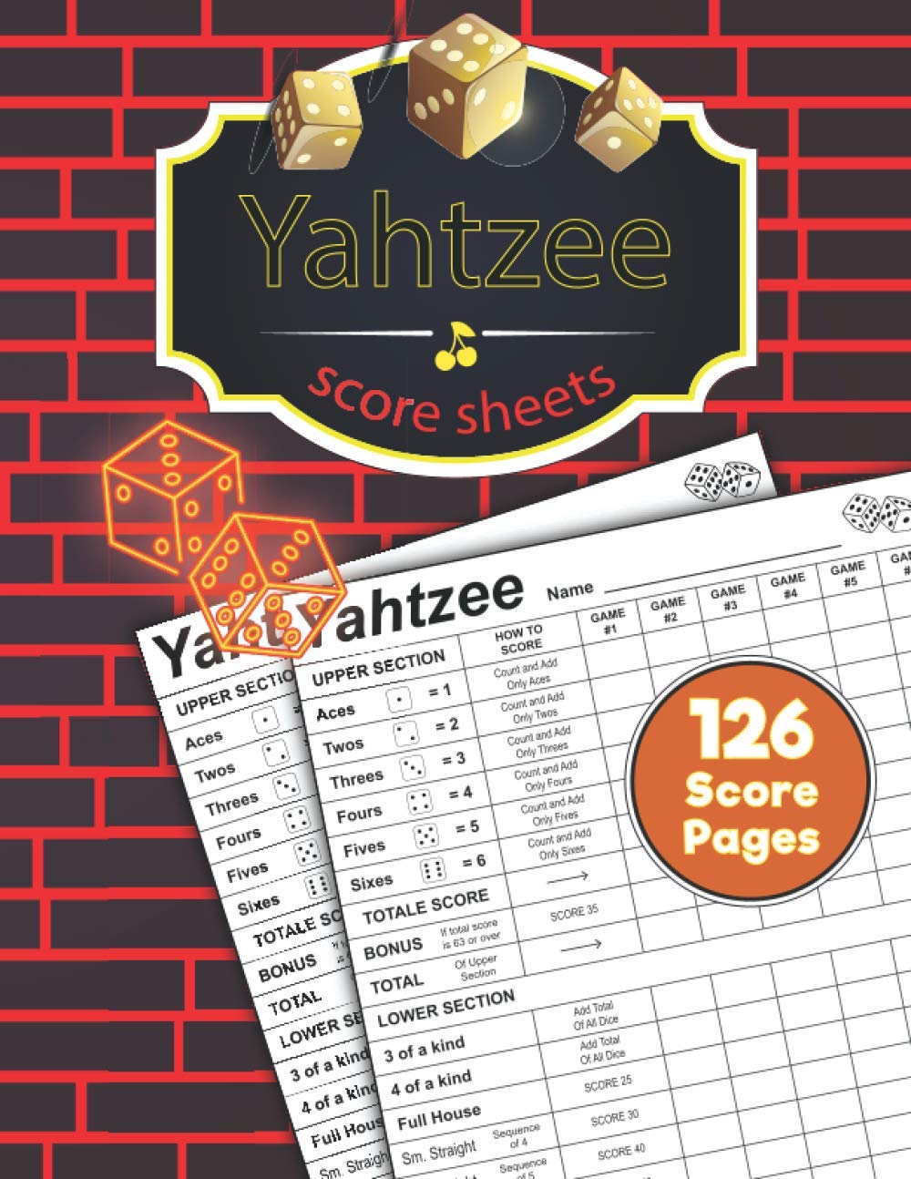 Buy Yahtzee Score sheets 126 Large Sheets for Scorekeeping Yahtzee