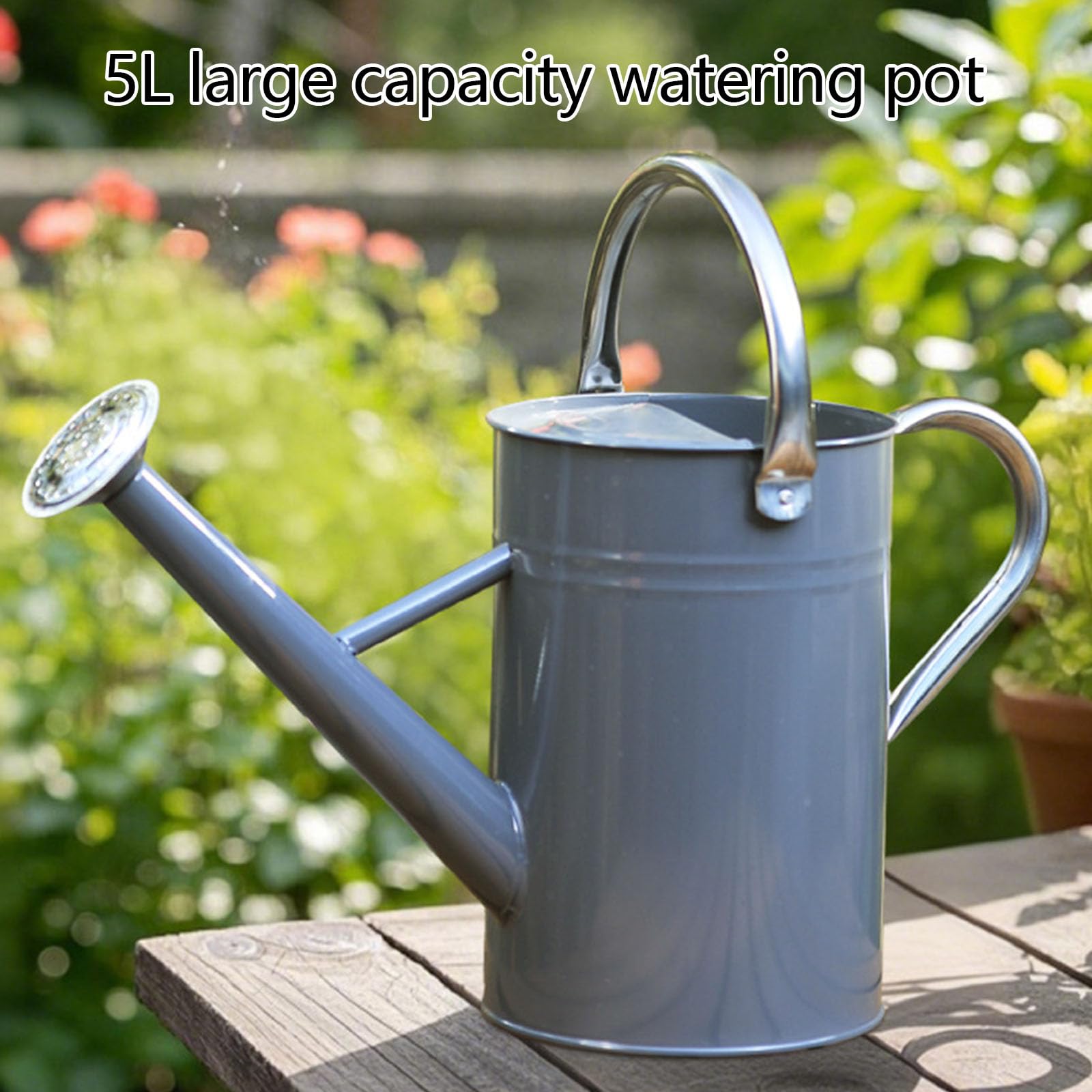 Robuste 5-Liter Gießkanne aus Stahl mit ergonomischem und Verstellbarer Düse für die Pflanzenpflege Garten Retro Stil
