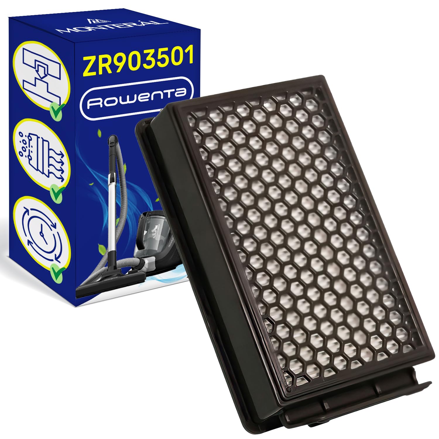 HEPA Filtro Aspiradora ZR903501 para Rowenta Compact Power Powerline | para Rowenta Extreme - MONTERAL