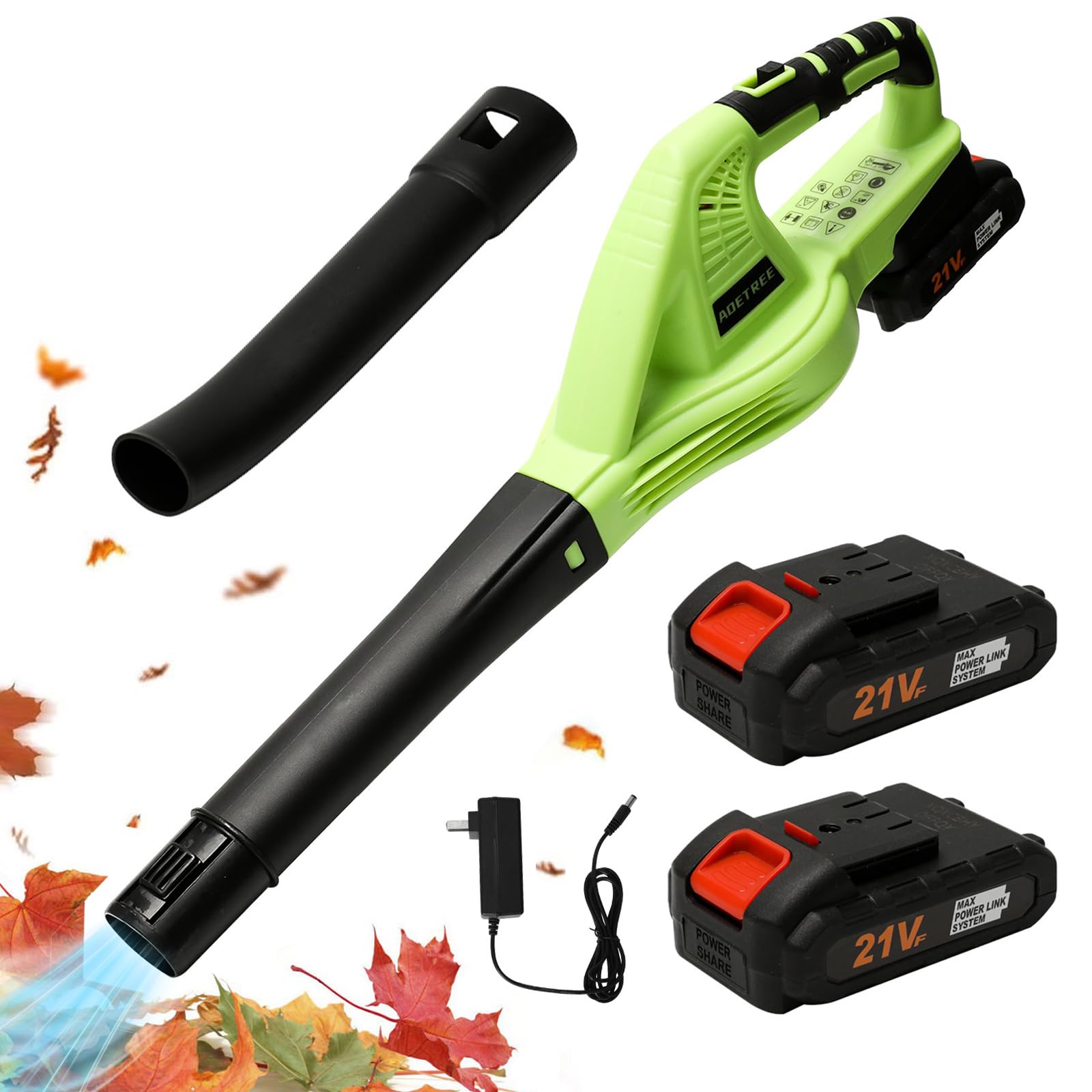Bladblazer met accu, 21 V, 360 W, bladblazer draadloos, met accu en