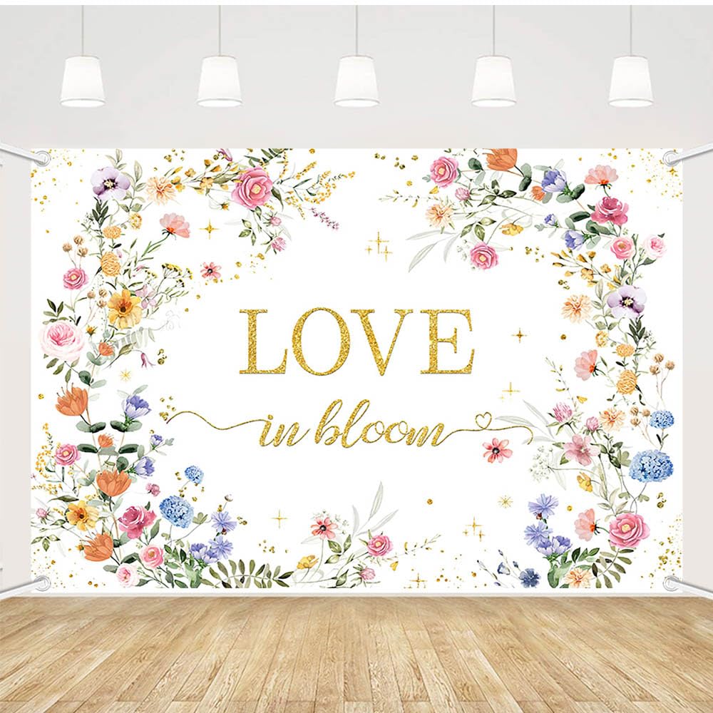 MEHOFOND Love in Bloom Bridal Shower Decorations Backdrop, Wildflower Wedding Shower Background, Spring Floral Engagement Wedding Bachelorette Party