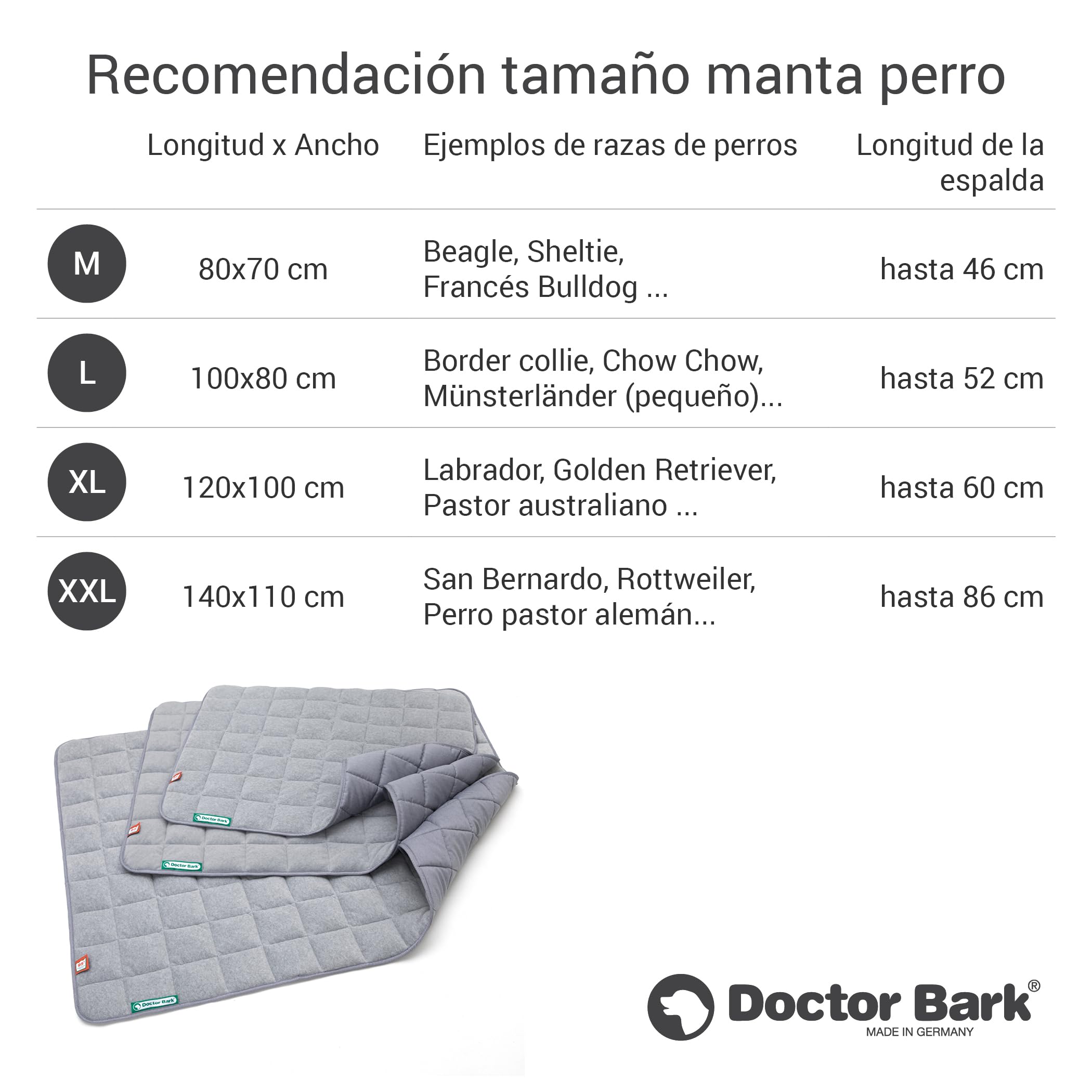 Doctor Bark Cama para perros Manta de forro polar, reversible, mullida, resistente y lavable hasta 95 °C, para interiores y exteriores (XXL, 140 x 110 cm, gris claro)