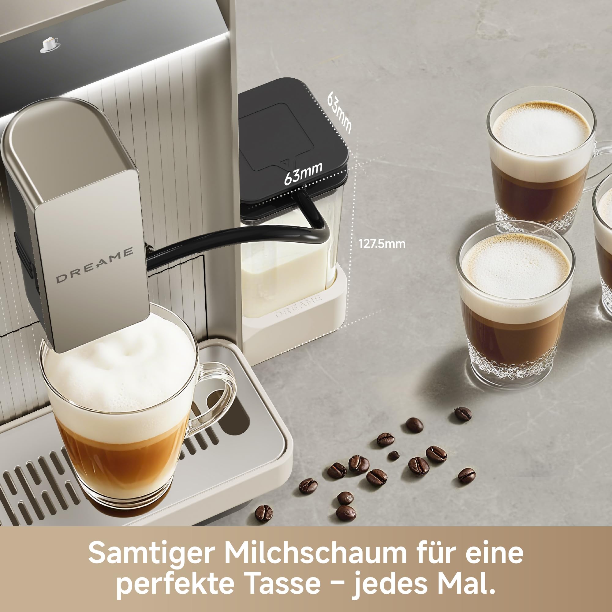 dreame Ecceluxe Slim Espresso-Vollautomat Kompakte Größe, Geschmack der Meisterklasse. Vollautomatische Komplettreinigung. Ein-Tasten-Touchscreen für fünf Kaffeespezialitäten