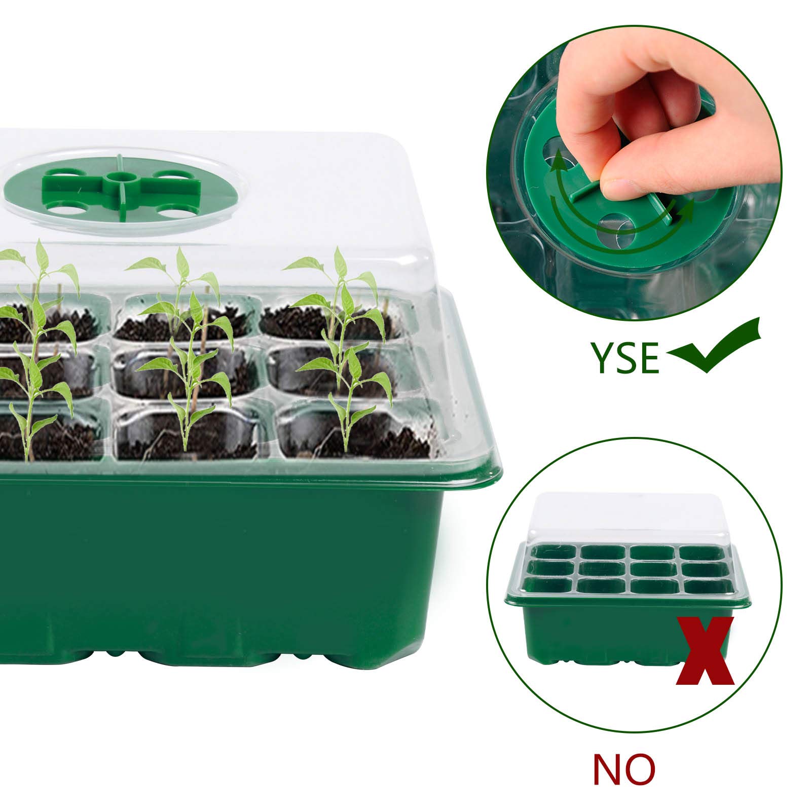 6 Set Seed Starter Tray Kit Humidity Adjustable Plant Seedling Trays