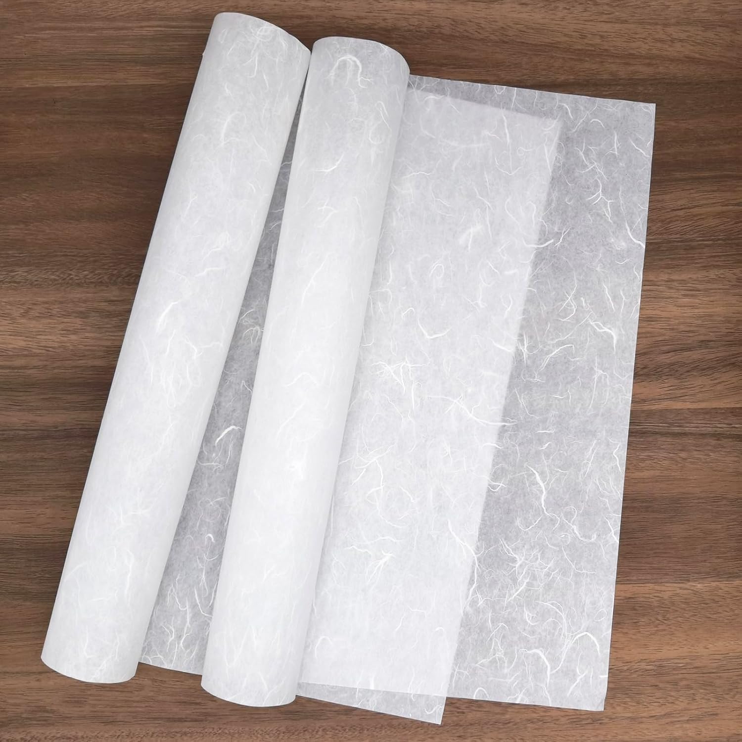 MLNSUNNY Natural Mulberry Fiber Paper - 30 Jumbo 17.7"x17.7" Sheets,Handmade Unryu Rice Paper with Visible Plant Fiber,Tear-Resistant & Printer-Friendly for Origami,Gift Wrapping,Scrapbooking