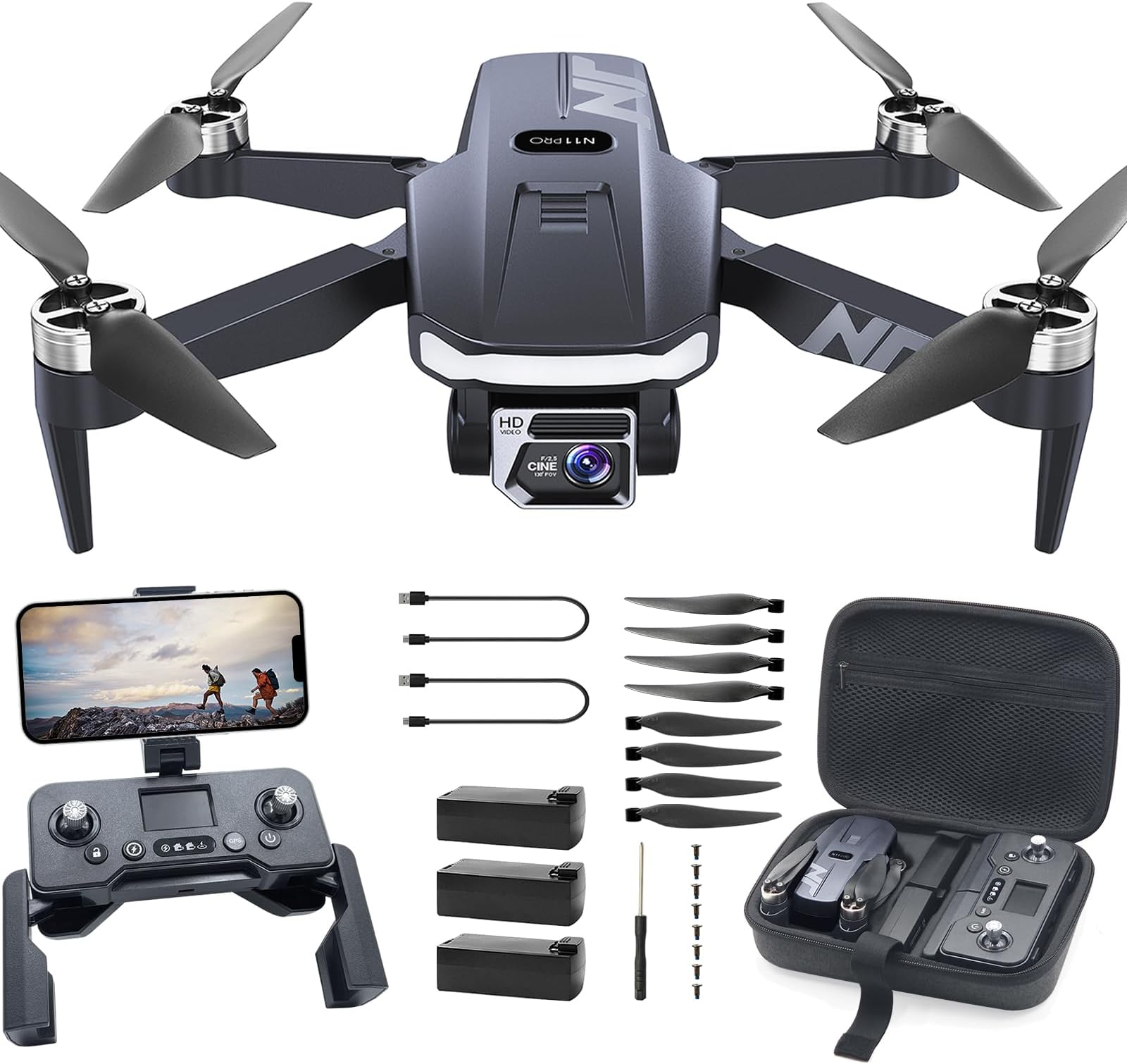 NAFYREN11 PRO GPS Drone with Camera for Adults 4K UHD, 90 Min Long Flight Time, Long Control Range, Auto Return, Follow Me, Brushless Motor, RC Quadcopter for Beginners